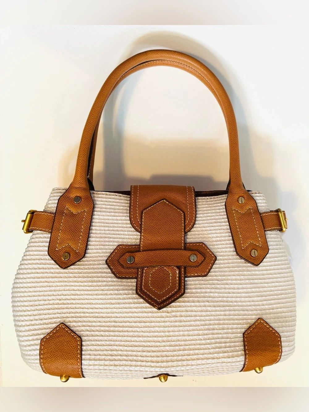 Rare Vintage Eric Javits White Raffia Woven Shopper Satchel NWT